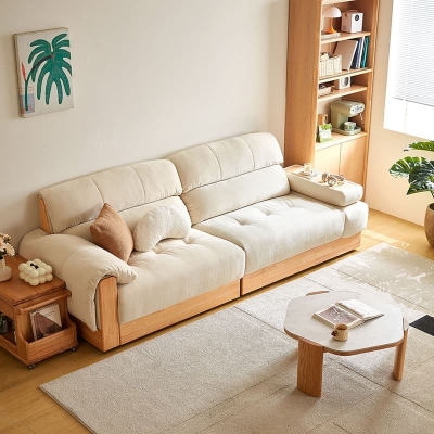 Modern White Color Home Fabric Sofa with Wood Frame