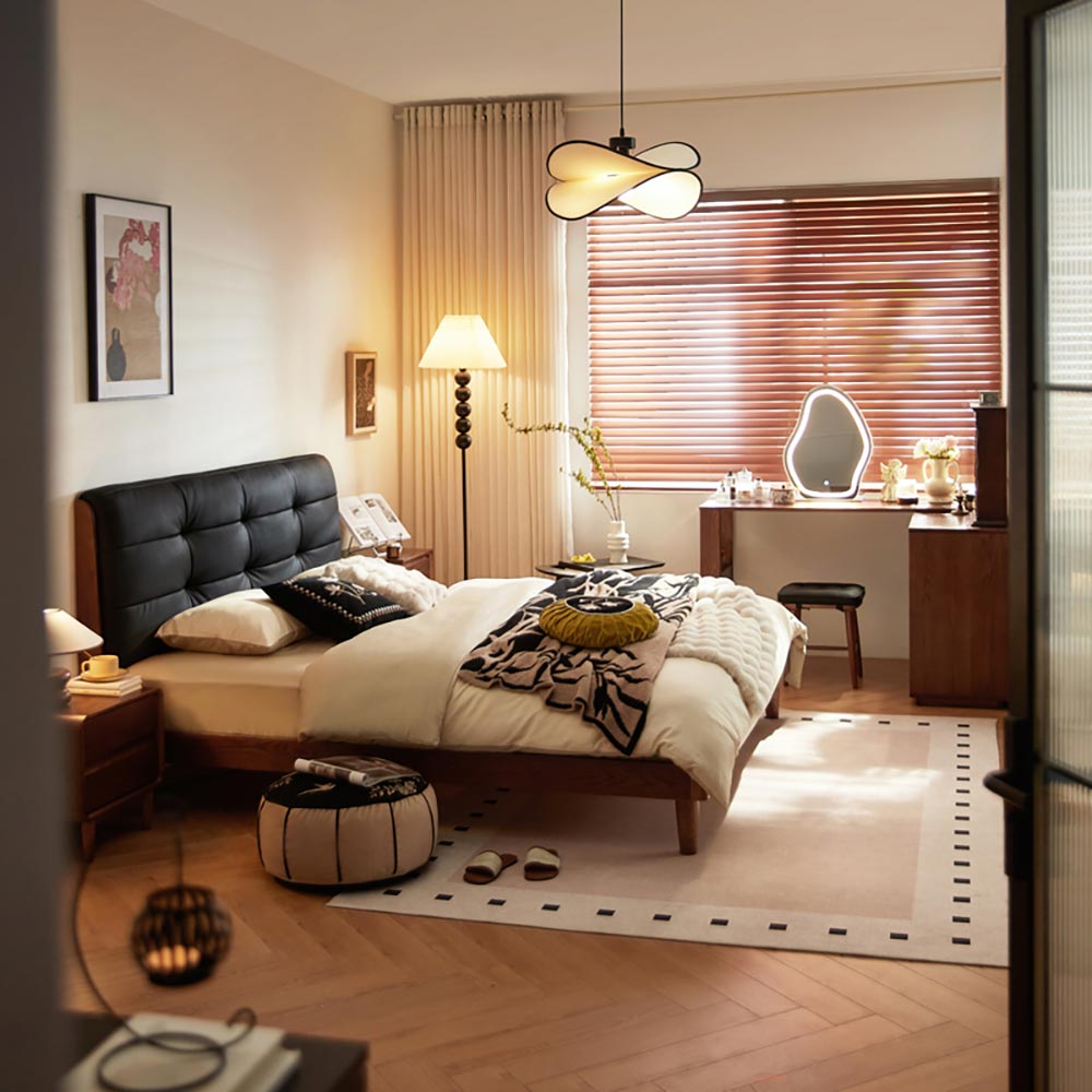 LINSY Новое поступление Стильная черная двуспальная кровать